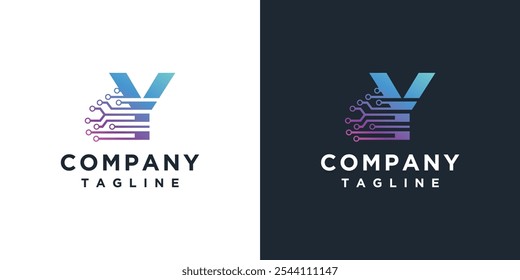 letter Y technology logo design template.	