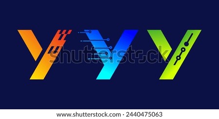 letter y technology logo design for business, digital, technology, media, data