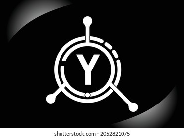 Letra Y con símbolo vectorial del logotipo de tecnología. Adecuado para negocios relacionados con tecnología, Internet, computación y datos.