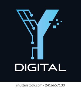 Letter y technology vector logo template. Suitable for technology, digital, web, link, internet, media etc