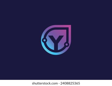 Letter Y Technology vector monogram logo design template. Letter Y molecule, Science and Bio technology Vector logo