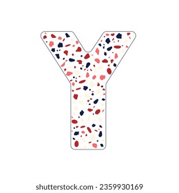 Letter Y. Terrazzo texture. Vector graphic.