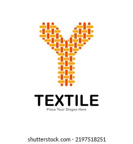 Letter Y textile pattern and sewing logo vector design. Suitable for business, textile fabric, initial name, fashion, knitting, and poster