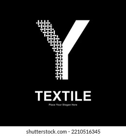 Letter Y textile pattern and sewing logo vector design. Suitable for business, textile fabric, initial name, fashion, and knitting