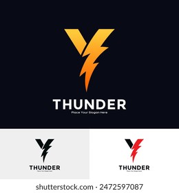 Letter Y Thunder Logo vector design. Suitable for business, initial Lightning Bolt, corporate, technology, and poster illustration symbol