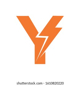 Letter Y thunder power shape logo icon. Electrical Icon logo concept.	