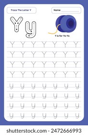 Letter Y Tracing Worksheet. Writing Practice Worksheet