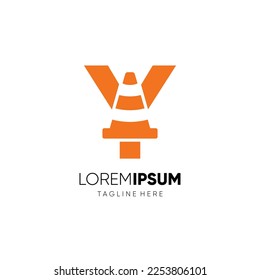 Letter Y Traffic Cone Logo Design Vector Icon Graphic Emblem Illustration