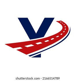 Letter Y Transport Logo. Y Letter Road Logo Design Transportation Sign Symbol