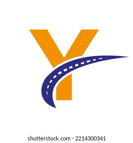 Letter Y Transport Logo, Transportation Sign Design Template. Automotive Sport Road Logo Element