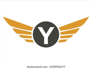 Letter Y Transportation Logo Design. Wing Symbol For Freight Sign