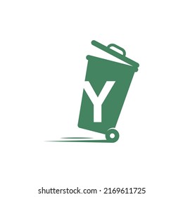 Letra Y en el vector de ilustración de icono de papelera