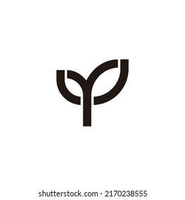 Letter Y tree, leaf geometric symbol simple logo vector