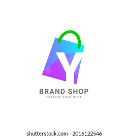 letter Y trendy shopping bag vector logo design element