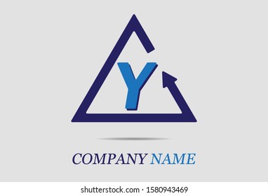 letter Y with triangle arrow. vector illustration