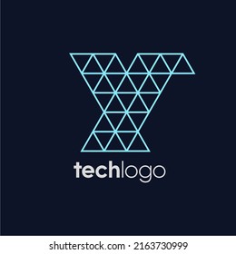 Letter Y Triangle Polygon Tech Logo