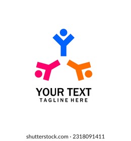 Letter Y tringle logo, yyy logo, triple y logo. Letter Y abstract people logo icon colorful minimal style illustration design. Family teamwork coworking emblem sign symbol logotype.