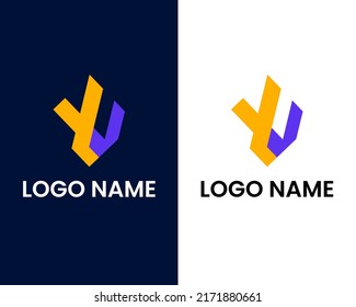 letter y and u logo design template