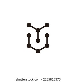 Letter Y and U molecule geometric symbol simple logo vector