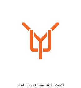 letter Y and U monogram logo orange