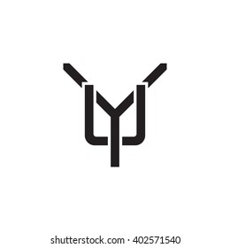 letter Y and U monogram logo black