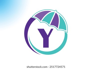 Letter Y Umbrella Logo Design Vector Template.