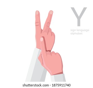 The letter 'Y. Universal and Turkish handicapped hand alphabet letter Y. Disabled hand. Hand tongue. Learning the alphabet, non-verbal communication, expression gestures vector.