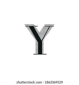 Letter Y, uppercase, black color with dotted texture, typewriter character, editable vector