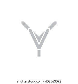 letter Y and V monogram logo gray