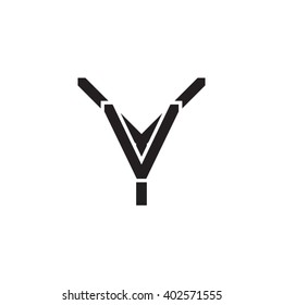 letter Y and V monogram logo black