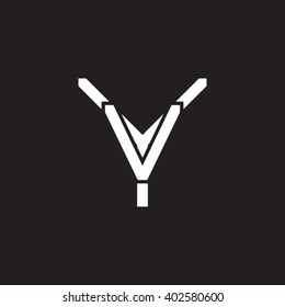 letter Y and V monogram logo white black background