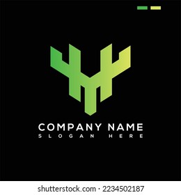 letter Y V U creative logo design symbol.
