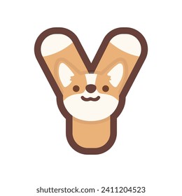 A letter Y vector cute corgi dog