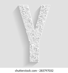 Letter Y. Vector Floral Invitation cards Decorative Font