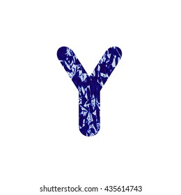 Letter Y. Vector illustration with blue letter Y.