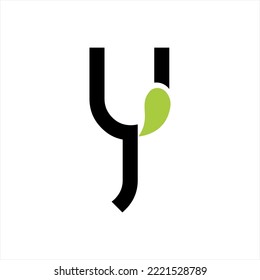 Letter Y  vector logo design with leaves.