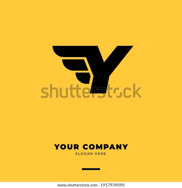 Letter Y vector logo design\
template. Wings logotype creative concept. Moving idea classic\
icon.