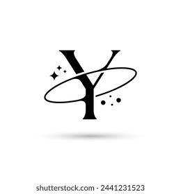 Letter Y Vector Logo On Which An Abstract Image Of A Planet