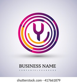 Letter Y vector logo symbol in the colorful circle thin line. Design for your business or company identity.
