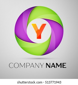 Letter Y vector logo symbol in the colorful circle. Vector template for your design