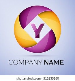 Letter Y vector logo symbol in the colorful circle. Vector template for your design