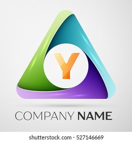 Letter Y vector logo symbol in the colorful triangle. Vector template for your design