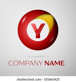 Letter Y vector logo symbol in the colorful circle on grey background. Vector template for your design