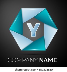 Letter Y vector logo symbol in the colorful circle on black background. Vector template for your design