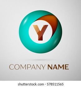 Letter Y vector logo symbol in the colorful circle on grey background. Vector template for your design