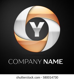 Letter Y vector logo symbol in the colorful circle on black background. Vector template for your design