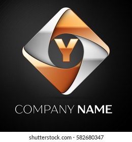 Letter Y vector logo symbol in the colorful rhombus on black background. Vector template for your design