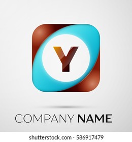 Letter Y vector logo symbol in the colorful square on grey background. Vector template for your design