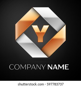 Letter Y vector logo symbol in the colorful rhombus on black background. Vector template for your design