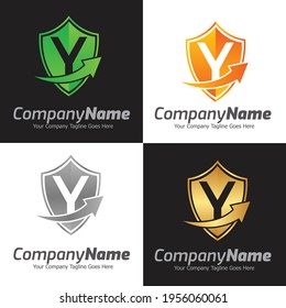 Letter Y vector logo template, Colorful Letter Y logo, Shield Logo design vector template. Protection defense symbol, security guard company Logotype.
